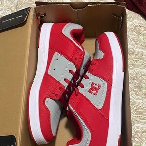 DC Men's Red and Gray Sneakers
